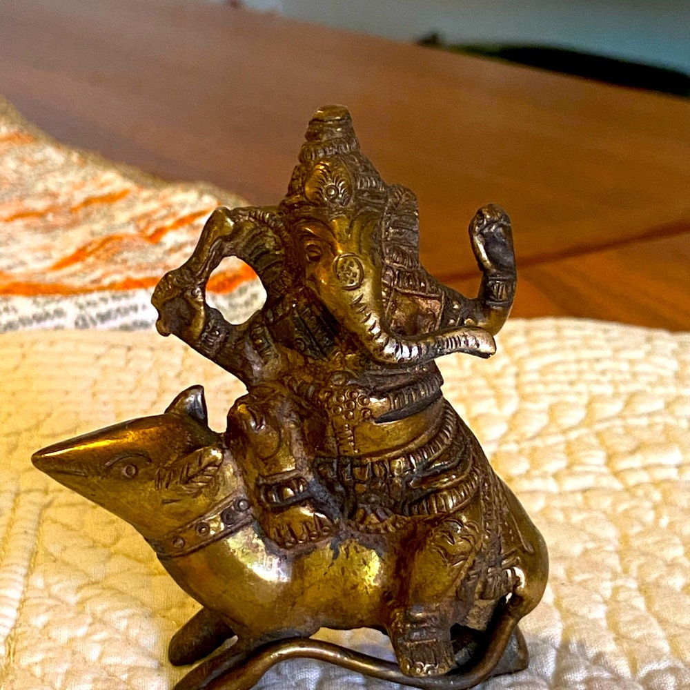 Brass Ganesh riding a shrew